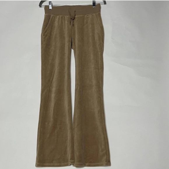Michael Kors Light Tan Brown Velvet Velour Y2K Track Workout Loungewear Pants - Picture 1 of 2